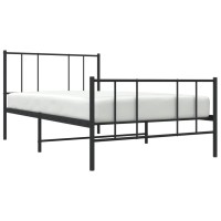 Metal Bed Frame With Headboard And Footboard Black 39.4