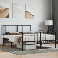 vidaXL Metal Bed Frame with Headboard and Footboard Black 53.9