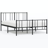 vidaXL Metal Bed Frame with Headboard and Footboard Black 53.9