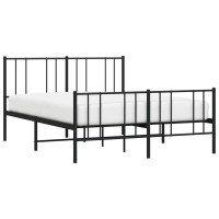 vidaXL Metal Bed Frame with Headboard and Footboard Black 53.9