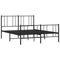 vidaXL Metal Bed Frame with Headboard and Footboard Black 53.9