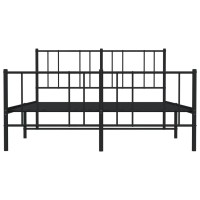 vidaXL Metal Bed Frame with Headboard and Footboard Black 53.9