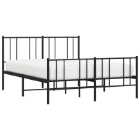 vidaXL Metal Bed Frame with Headboard and Footboard Black 59.8