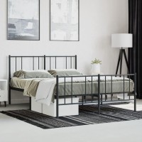 vidaXL Metal Bed Frame with Headboard and Footboard Black 59.8