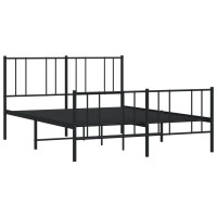 vidaXL Metal Bed Frame with Headboard and Footboard Black 59.8