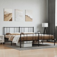 vidaXL Metal Bed Frame with Headboard&Footboard Black 72