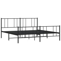 vidaXL Metal Bed Frame with Headboard&Footboard Black 72