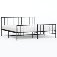 vidaXL Metal Bed Frame with Headboard and Footboard Black 76