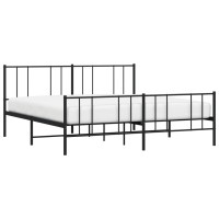 vidaXL Metal Bed Frame with Headboard and Footboard Black 76