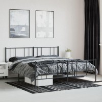 vidaXL Metal Bed Frame with Headboard and Footboard Black 76