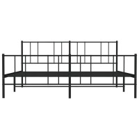 vidaXL Metal Bed Frame with Headboard and Footboard Black 76