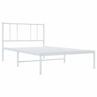 vidaXL Metal Bed Frame with Headboard White 39.4