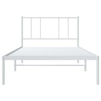 vidaXL Metal Bed Frame with Headboard White 39.4