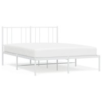 vidaXL Metal Bed Frame with Headboard White 59.8