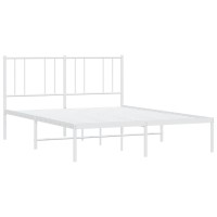 vidaXL Metal Bed Frame with Headboard White 59.8