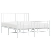 vidaXL Metal Bed Frame with Headboard and Footboard White 53.9