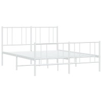 vidaXL Metal Bed Frame with Headboard and Footboard White 53.9