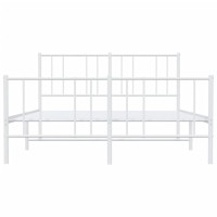 vidaXL Metal Bed Frame with Headboard and Footboard White 53.9