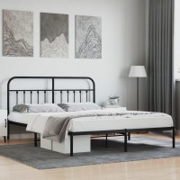 vidaXL Metal Bed Frame with Headboard Black 72