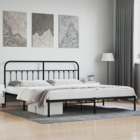 vidaXL Metal Bed Frame with Headboard Black 76