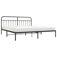 vidaXL Metal Bed Frame with Headboard Black 76