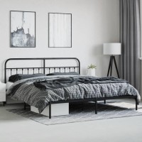 vidaXL Metal Bed Frame with Headboard Black 76