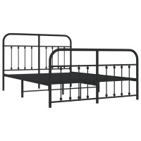 Vidaxl Metal Bed Frame With Headboard And Footboard Black 53.1