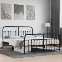 vidaXL Metal Bed Frame with Headboard&Footboard Black 72