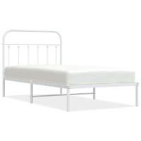 vidaXL Metal Bed Frame with Headboard White 39.4