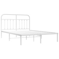 vidaXL Metal Bed Frame with Headboard White 53.1