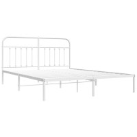 Vidaxl Metal Bed Frame With Headboard White 72