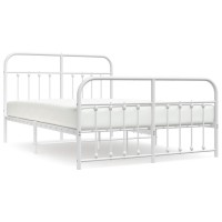 Vidaxl Metal Bed Frame With Headboard And Footboard White 59.1