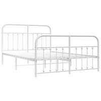 Vidaxl Metal Bed Frame With Headboard And Footboard White 59.1