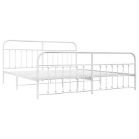 Vidaxl Metal Bed Frame With Headboard And Footboard White 76