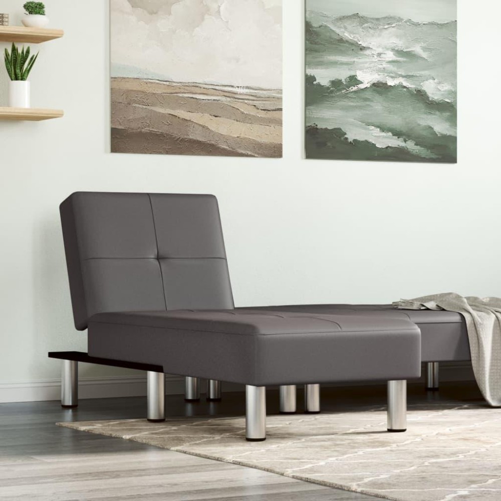 vidaXL Chaise Longue Gray Faux Leather