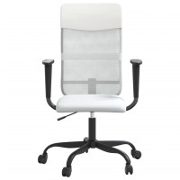 Vidaxl Office Chair White Mesh Fabric And Faux Leather