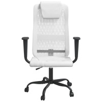 Vidaxl Office Chair White Mesh Fabric And Faux Leather