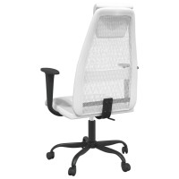 vidaXL Office Chair White Mesh Fabric and Faux Leather