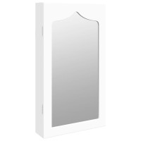 Vidaxl Mirror Jewelry Cabinet Wall Mounted White 14.8 X 3.9 X 26.4