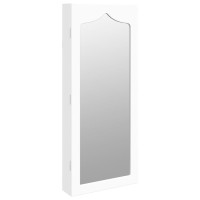 Vidaxl Mirror Jewelry Cabinet Wall Mounted White 14.8 X 3.9 X 35.4