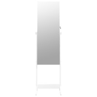 vidaXL Mirror Jewellery Cabinet Free Standing White 16.5
