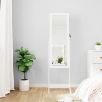 vidaXL Mirror Jewellery Cabinet with LED Lights Free Standing White