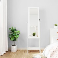 vidaXL Mirror Jewellery Cabinet with LED Lights Free Standing White