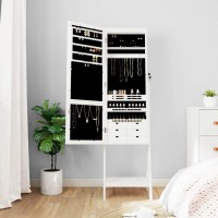 vidaXL Mirror Jewellery Cabinet with LED Lights Free Standing White