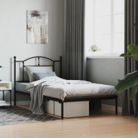 vidaXL Metal Bed Frame with Headboard Black 39.4