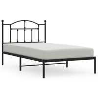 vidaXL Metal Bed Frame with Headboard Black 39.4