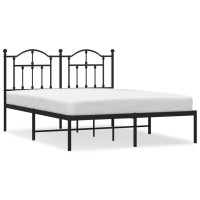 vidaXL Metal Bed Frame with Headboard Black 53.1