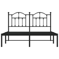 vidaXL Metal Bed Frame with Headboard Black 53.1