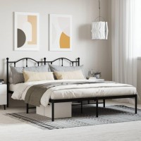 vidaXL Metal Bed Frame with Headboard Black 72