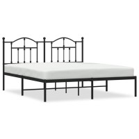 vidaXL Metal Bed Frame with Headboard Black 72